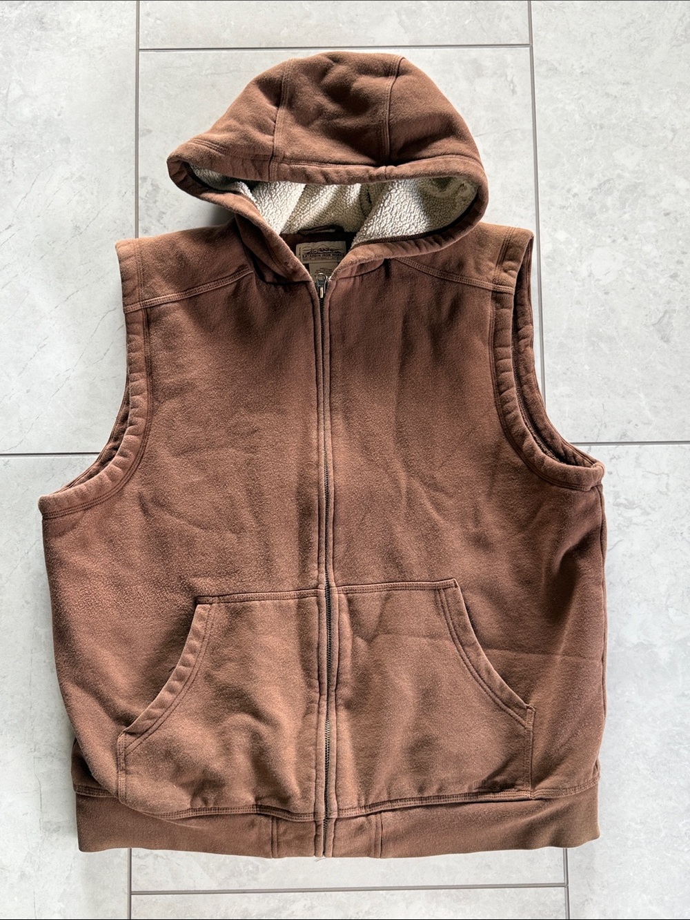 L.L. Bean Katahdin Iron Works Men’s Hooded Fleece Vest size Large